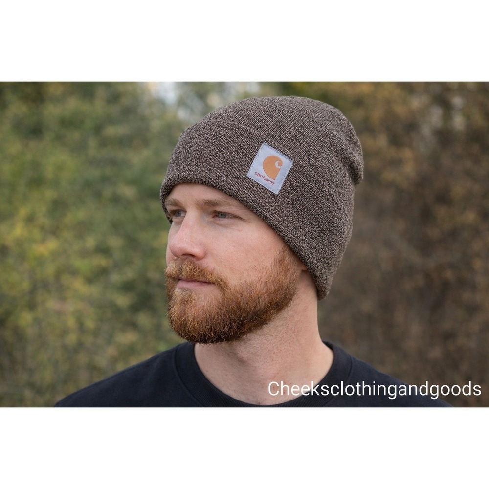 NWT Carhartt A18 Knit Cuffed Beanie Brown Marl Mens Watch Hat One Size